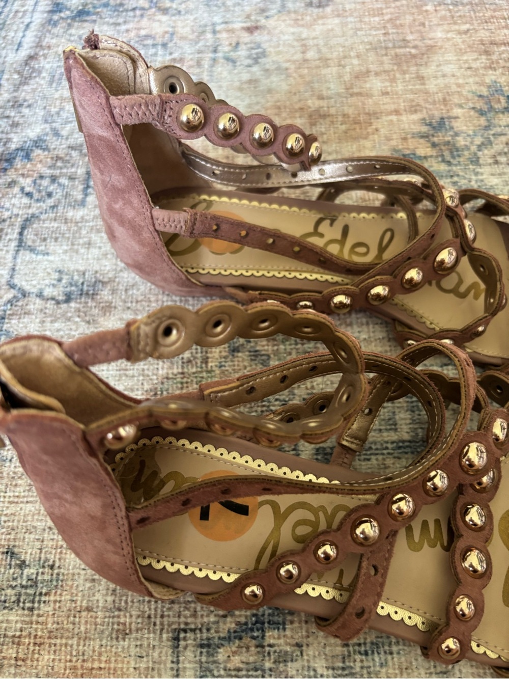 Sam Edelman Mauve Studded Strappy Heels - Picture 16 of 16